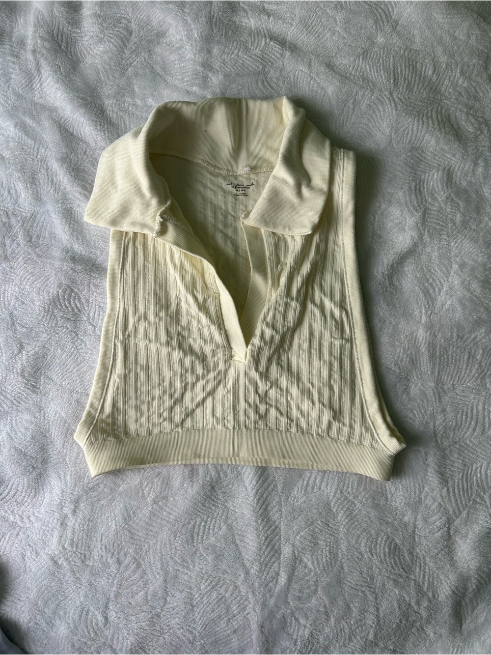 Butter yellow Sleeveless Polo Tank Top